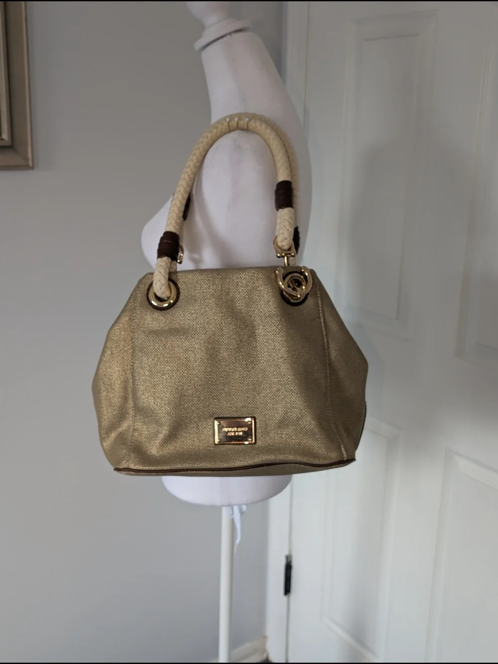 Michael Kors Gold Metallic Tote with Rope Handles